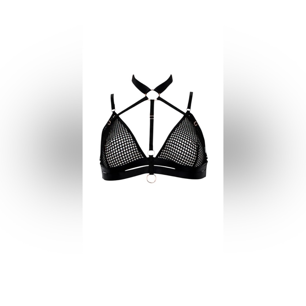 Malice Black Mesh Halter Bralette Size Small